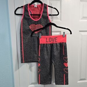 Kids Heart Activewear Set - Gray and Pink